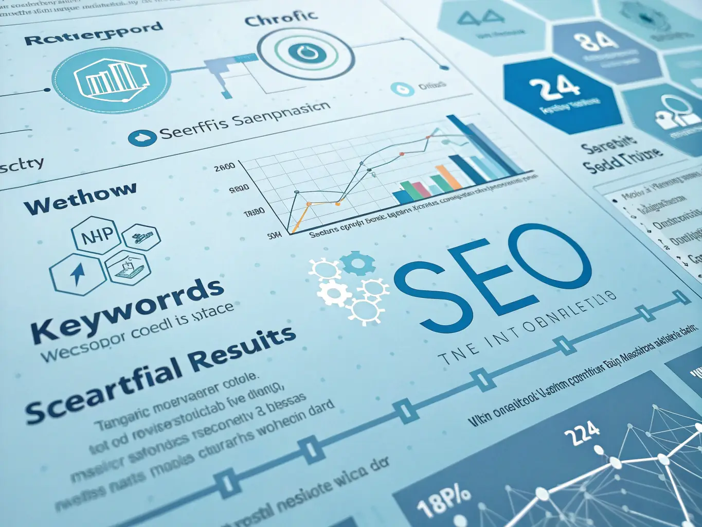 A visual representation of local SEO strategies, such as keyword optimization, citation building, and review management, demonstrating how these tactics improve local search rankings.